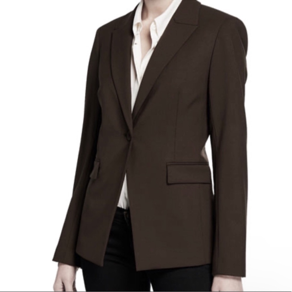 Lafayette 148 New York One Button Longline Blazer Brown Green Size 4 Women’s